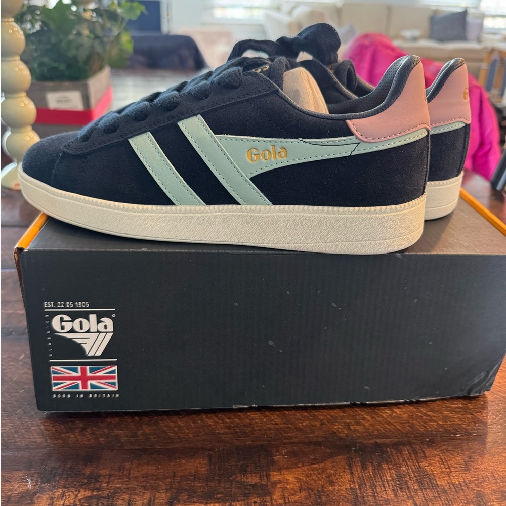 Gola Black Sneakers with Pink and Mint Details